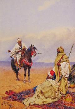 硃裡奧 羅薩迪 A Horseman Stopping At a Bedouin Camp